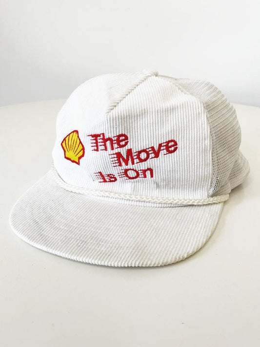 vintage 80s shell corduroy rope trim trucker hat | the victory group - good market thrift store