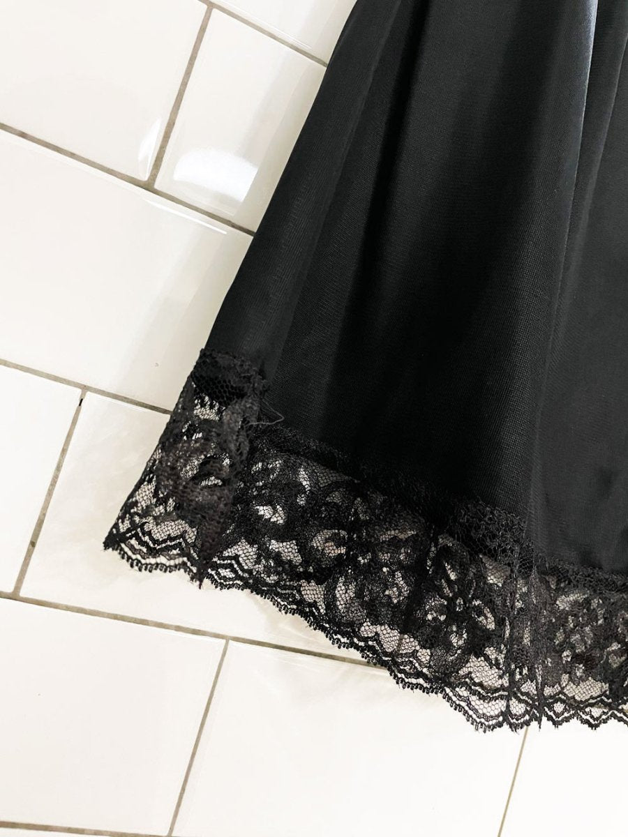 vintage 80s sliperfection sateen lace slip mini skirt - good market thrift store