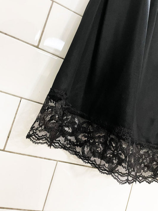 vintage 80s sliperfection sateen lace slip mini skirt - good market thrift store