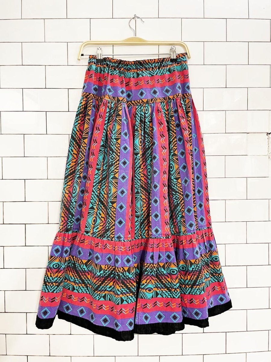 vintage 80s southwestern prairie tiered full maxi skirt - good market thrift store