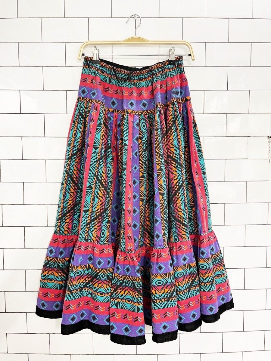vintage 80s southwestern prairie tiered full maxi skirt - good market thrift store