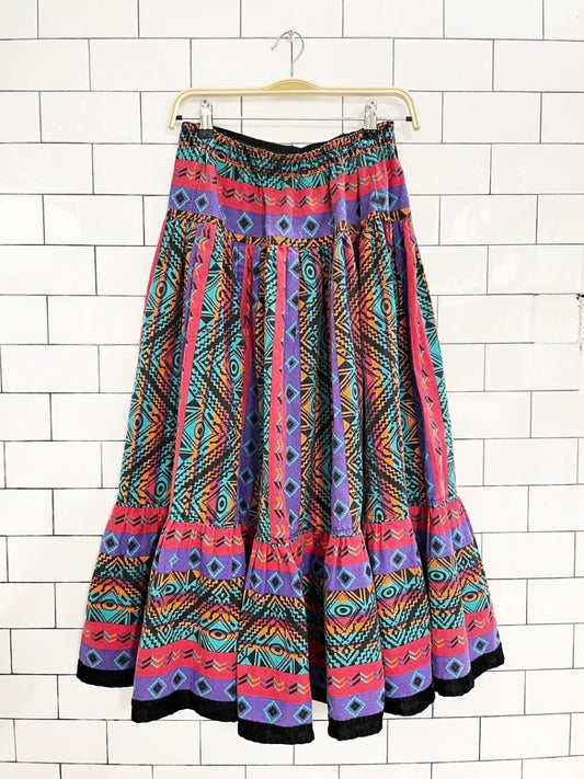 vintage 80s southwestern prairie tiered full maxi skirt - good market thrift store
