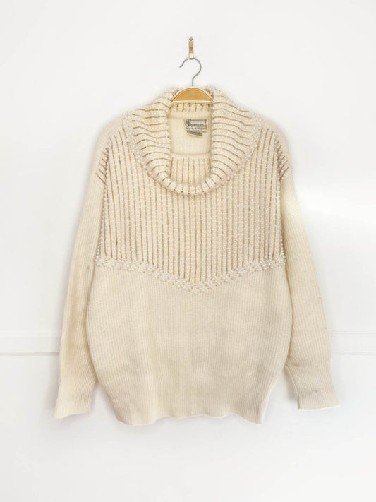 vintage 80s spanner lambswool - angora decadent pearl knit turtleneck - good market thrift store