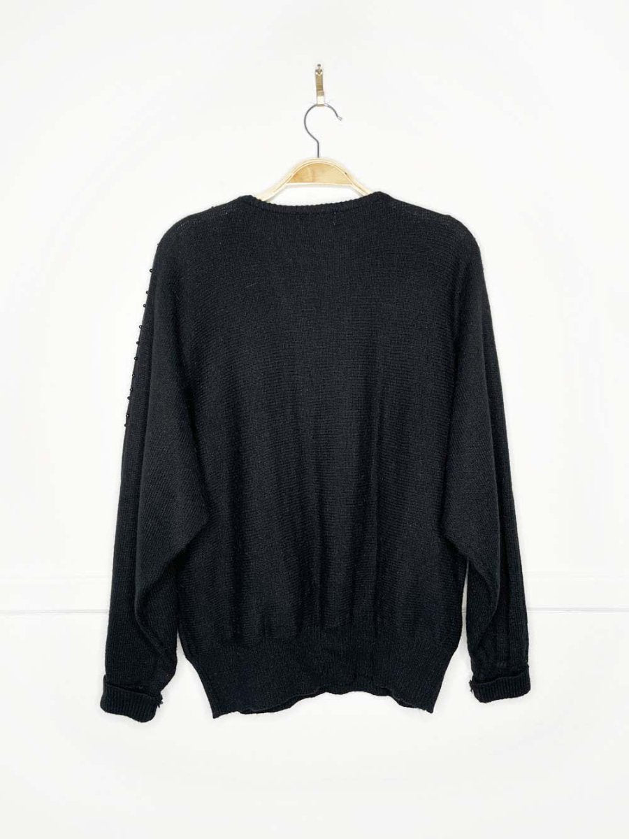 vintage 80s st micheal beaded holly batwing knit sweater - good market thrift store