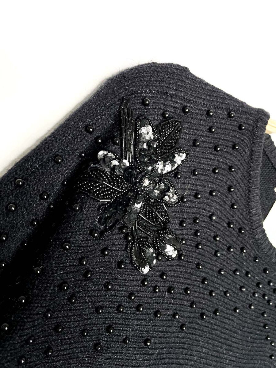 vintage 80s st micheal beaded holly batwing knit sweater - good market thrift store