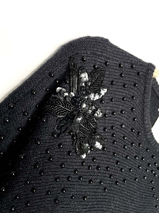 vintage 80s st micheal beaded holly batwing knit sweater - good market thrift store