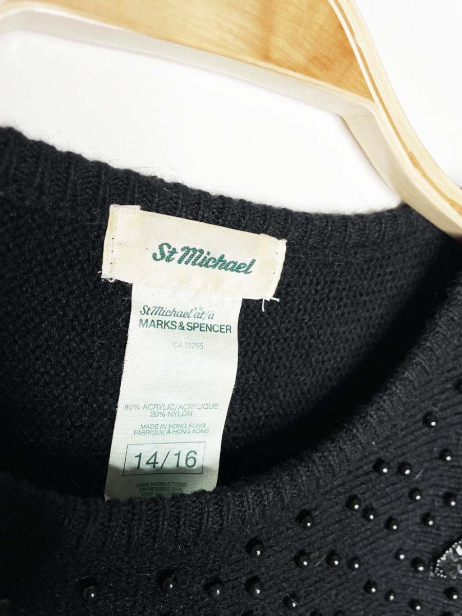 vintage 80s st micheal beaded holly batwing knit sweater - good market thrift store