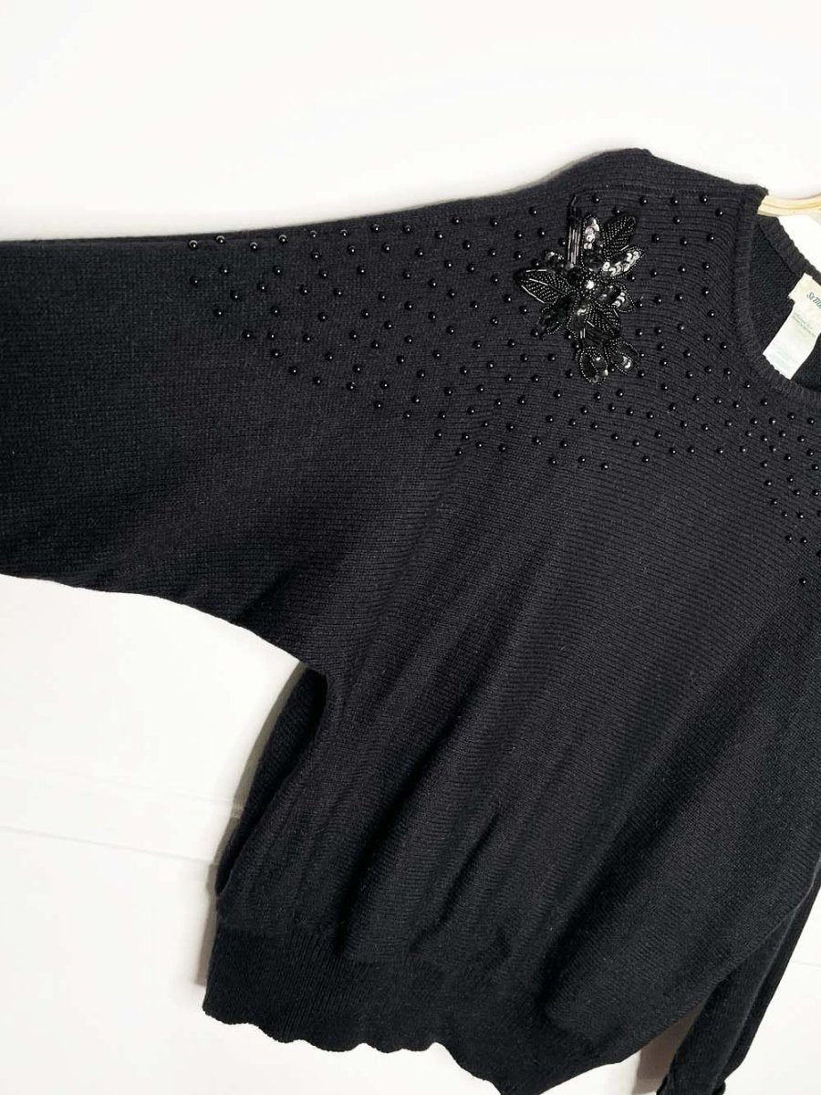 vintage 80s st micheal beaded holly batwing knit sweater - good market thrift store