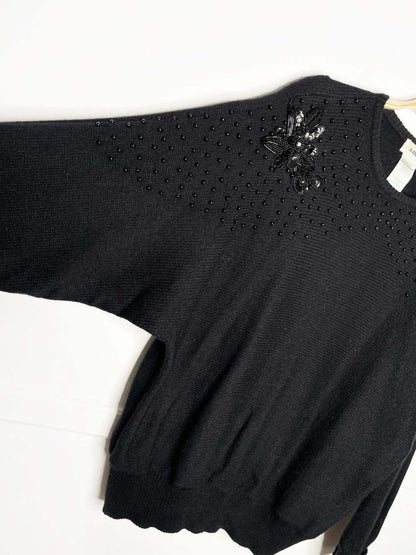 vintage 80s st micheal beaded holly batwing knit sweater - good market thrift store