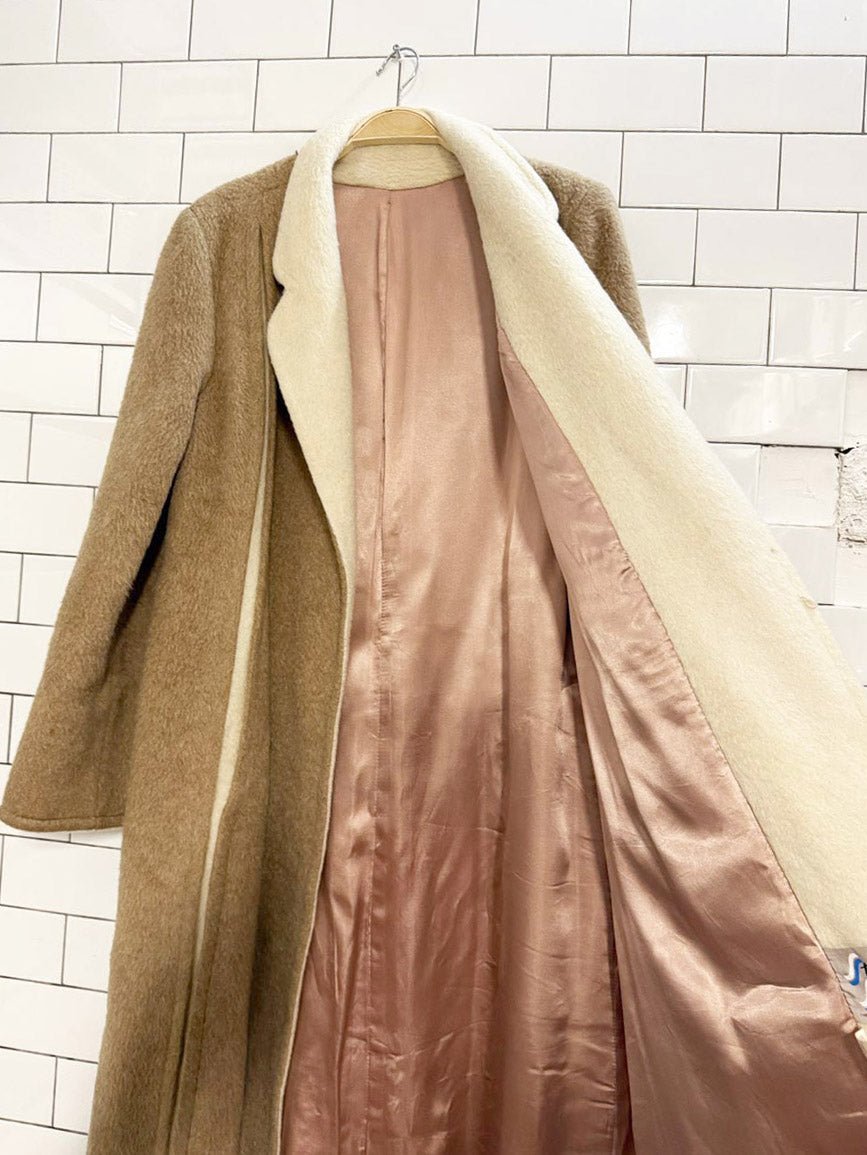 vintage 80s sterling stall brushed wool - blend belted wrap coat | made in Canada - good market thrift store