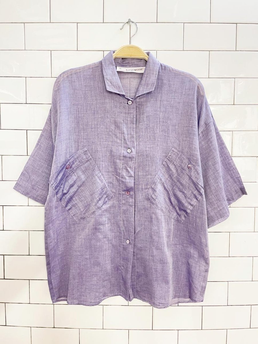 vintage 80s strenesse boxy lightweight full button shirt - good market thrift store