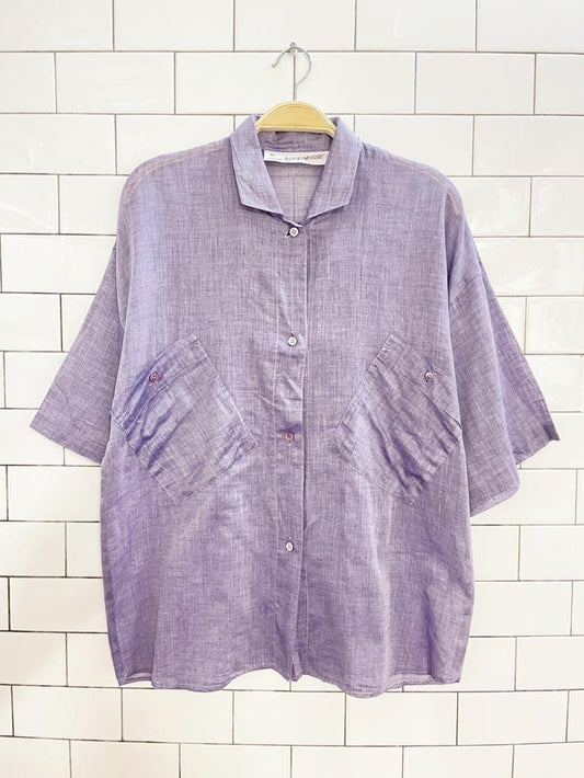 vintage 80s strenesse boxy lightweight full button shirt - good market thrift store