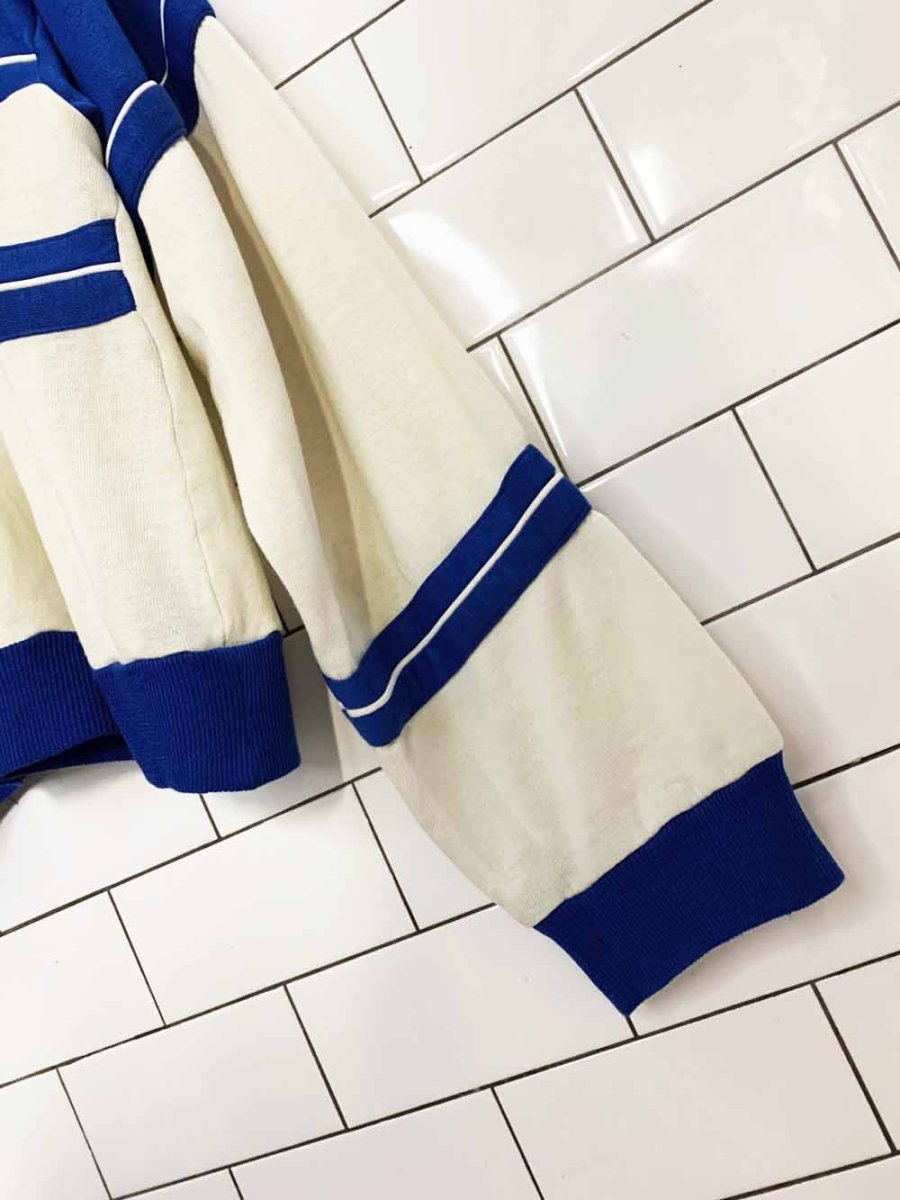 vintage 80s striped colourblock boxy crop sweatshirt | rework - good market thrift store