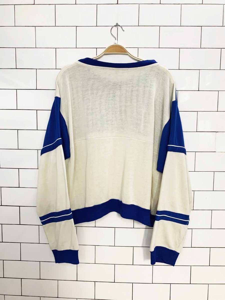 vintage 80s striped colourblock boxy crop sweatshirt | rework - good market thrift store