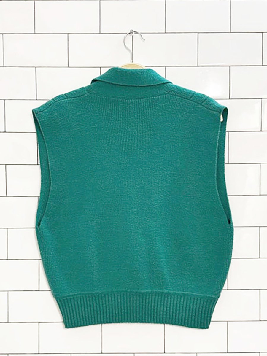 vintage 80s tanjay wool - blend knit sweater vest - good market thrift store