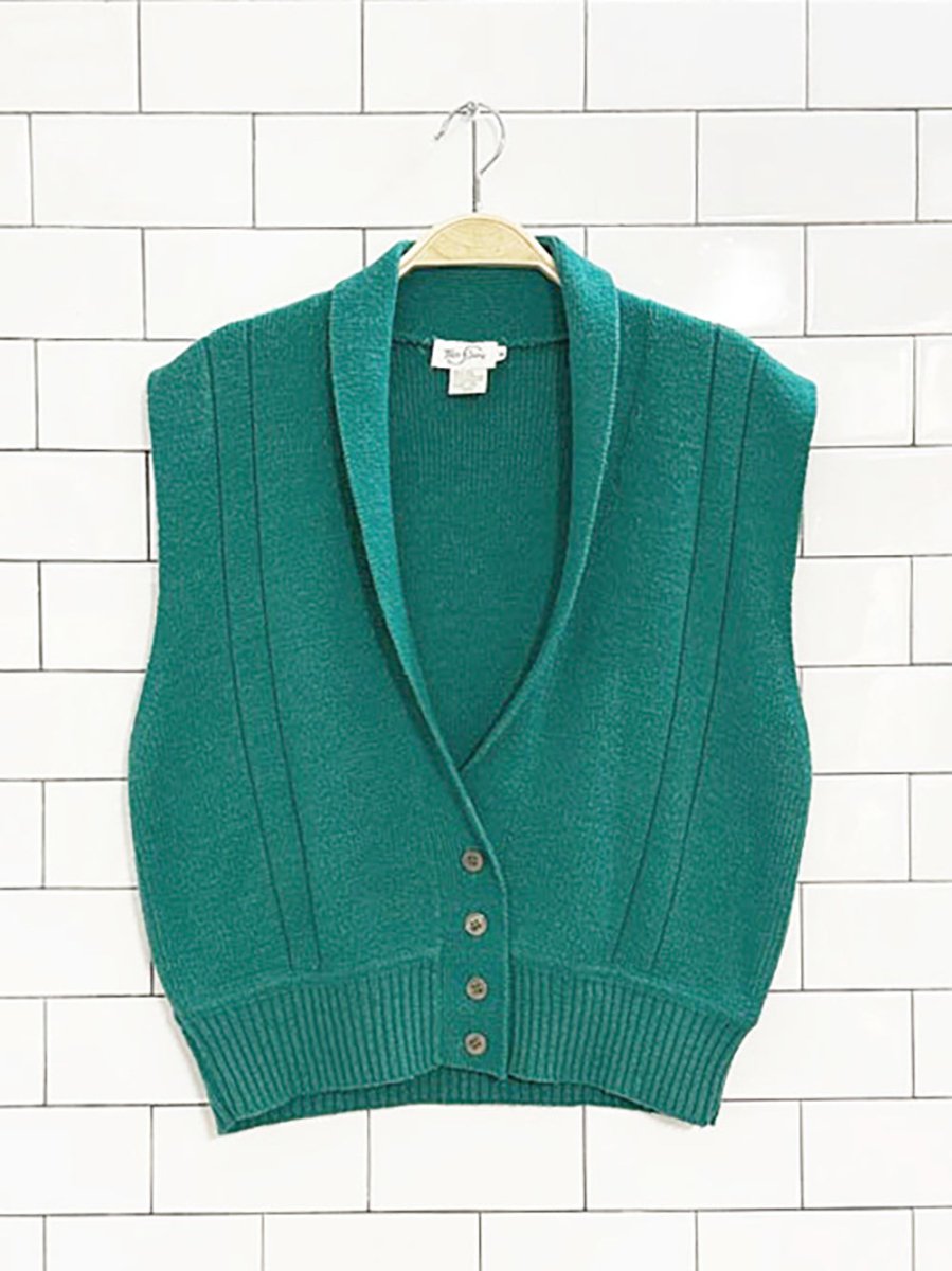 vintage 80s tanjay wool - blend knit sweater vest - good market thrift store