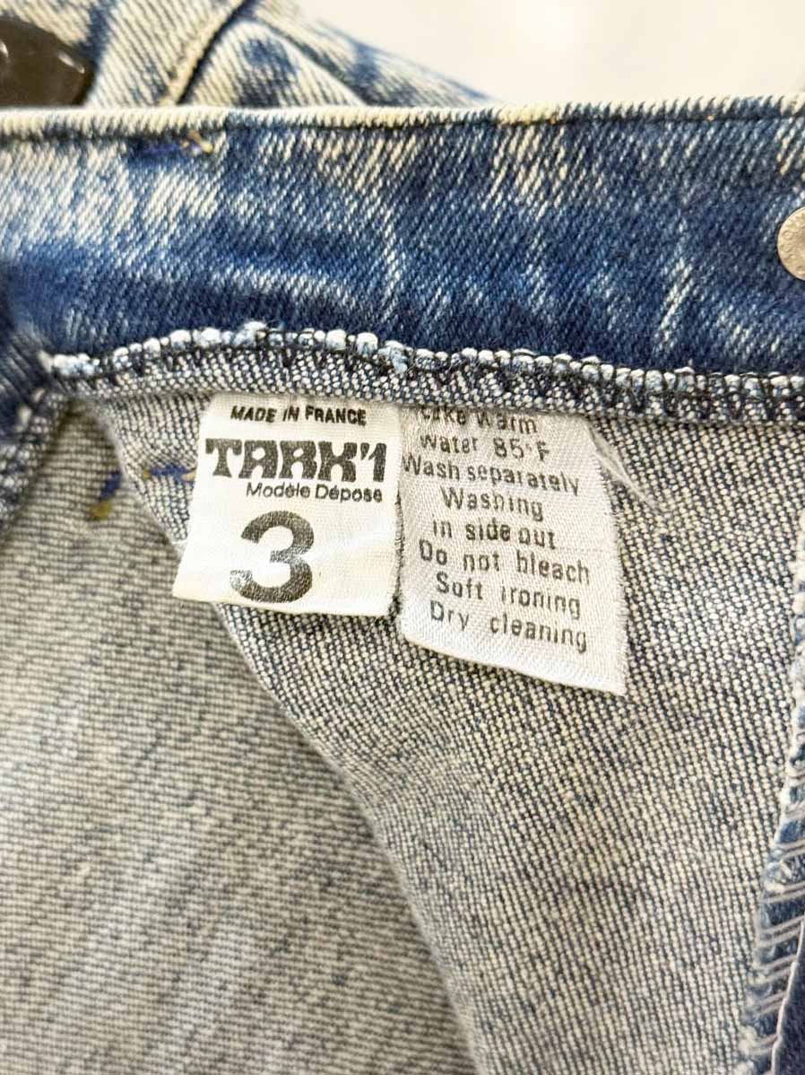 vintage 80s tark'1 paris acid wash denim mini skirt - good market thrift store