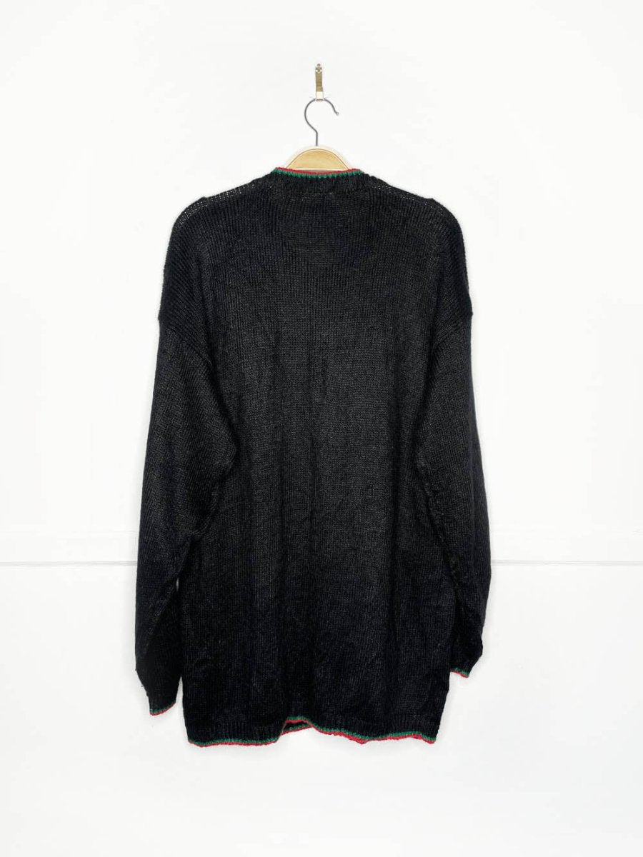 vintage 80s the villager tartan pocket big bow knit cardigan - good market thrift store