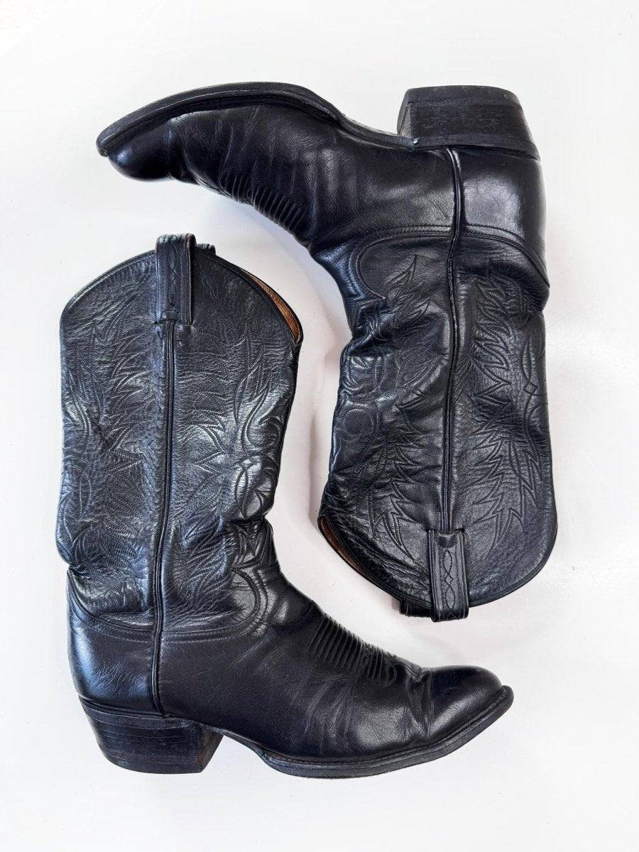 vintage 80s tony lama gold label leather western cowboy boot | made in USA - good market thrift store