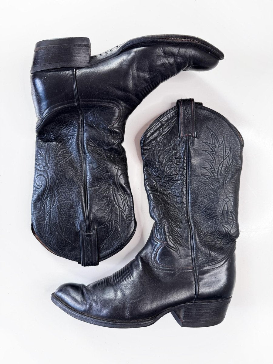 vintage 80s tony lama gold label leather western cowboy boot | made in USA - good market thrift store