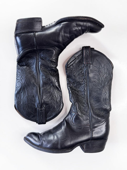 vintage 80s tony lama gold label leather western cowboy boot | made in USA - good market thrift store