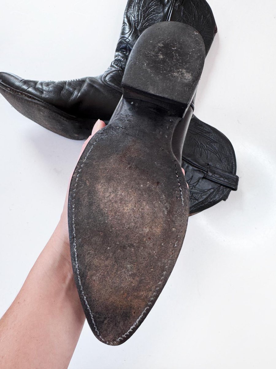 vintage 80s tony lama gold label leather western cowboy boot | made in USA - good market thrift store