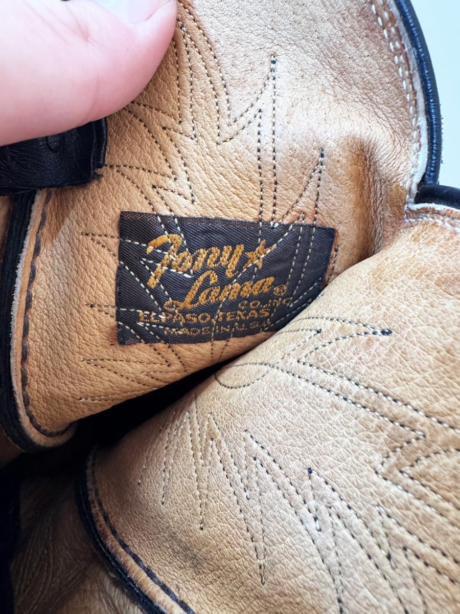 vintage 80s tony lama gold label leather western cowboy boot | made in USA - good market thrift store