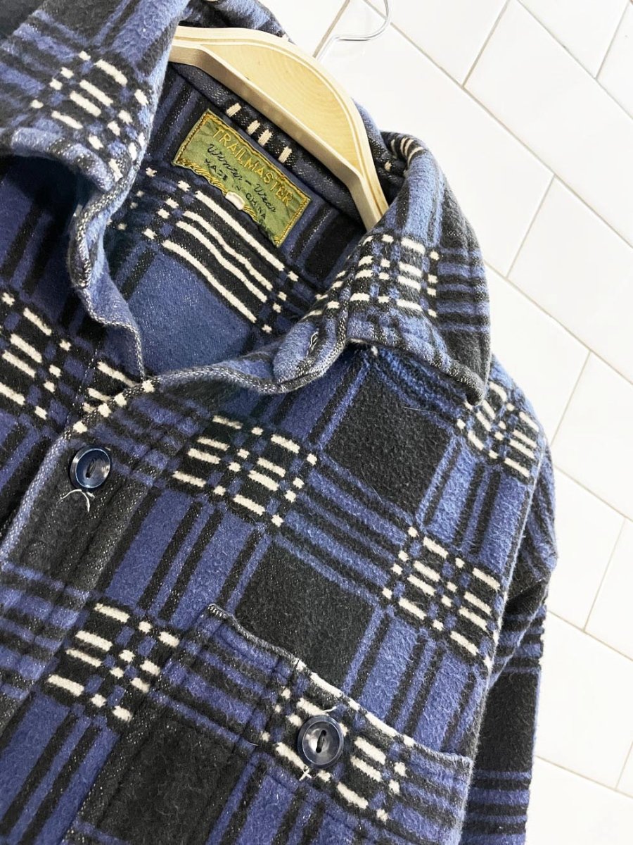 vintage 80s trail master plaid flannel shirt jacket - good market thrift store