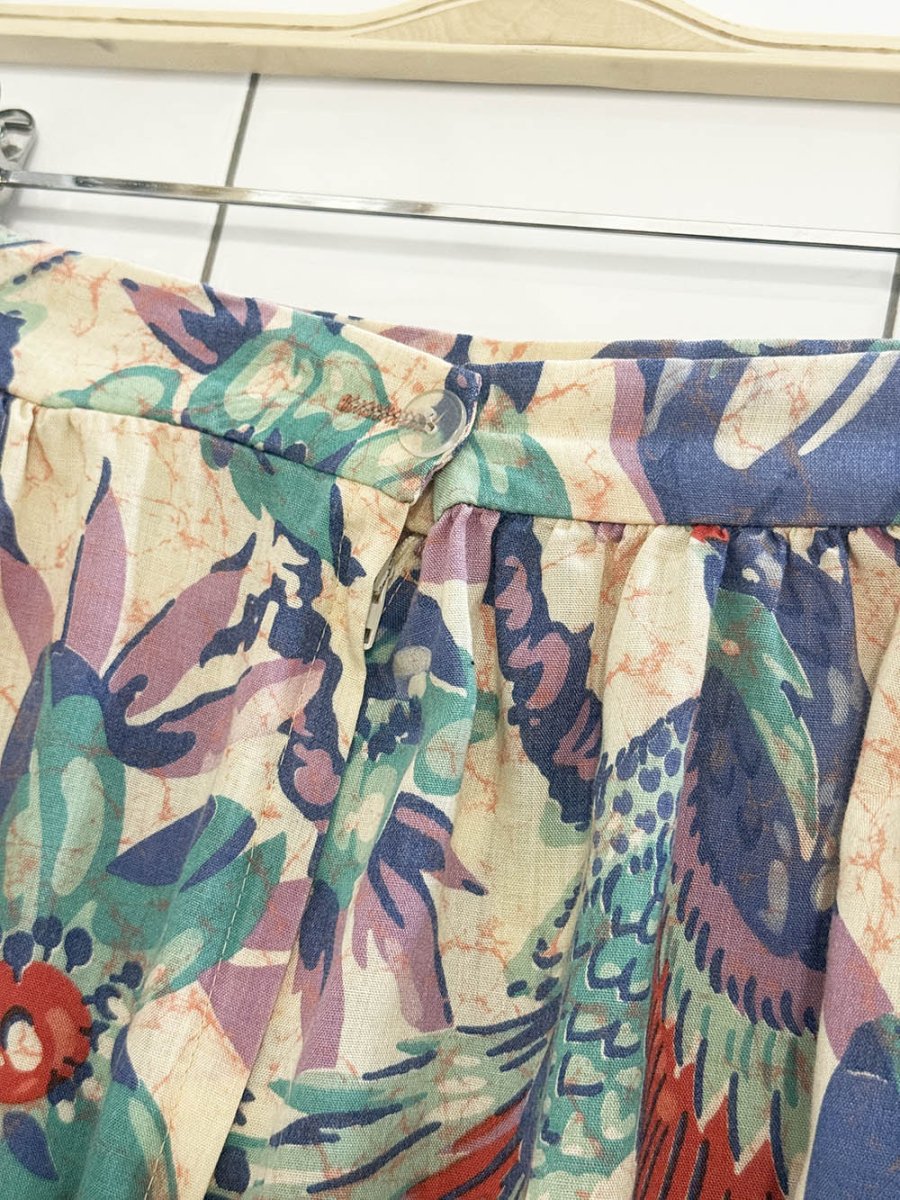 vintage 80s tropical floral full midi skirt - good market thrift store