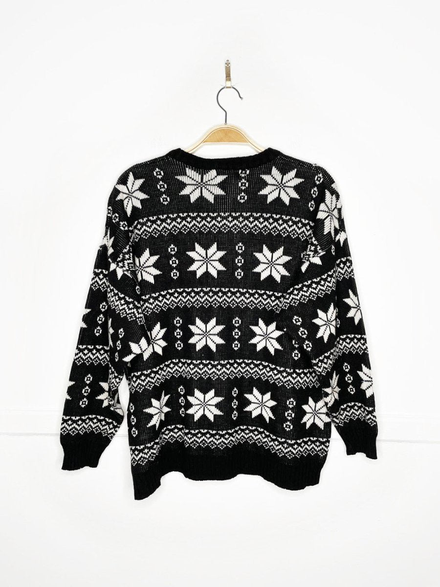 vintage 80s van heusen nordic snowflake knit sweater - good market thrift store