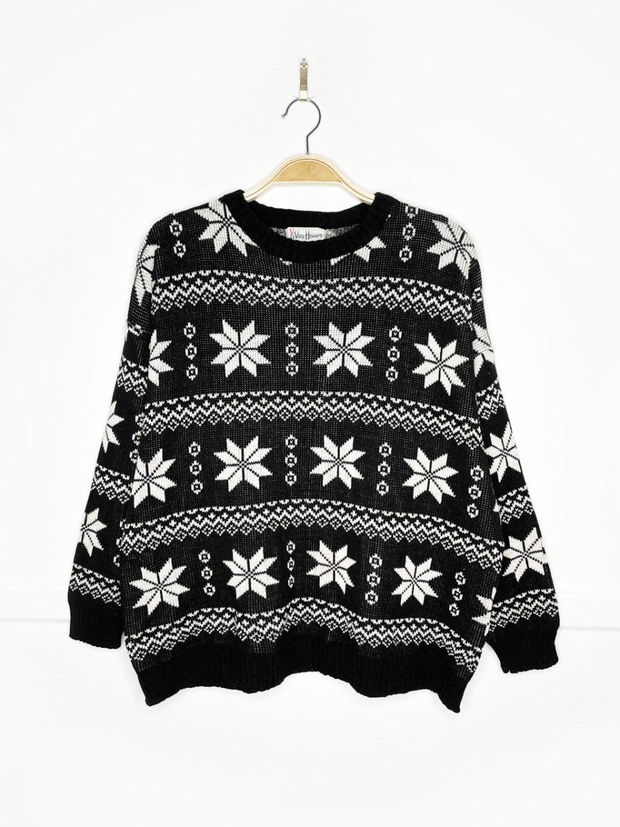vintage 80s van heusen nordic snowflake knit sweater - good market thrift store