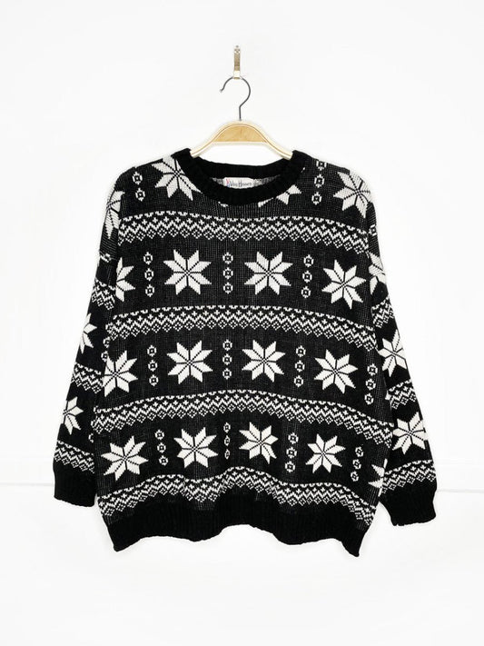 vintage 80s van heusen nordic snowflake knit sweater - good market thrift store