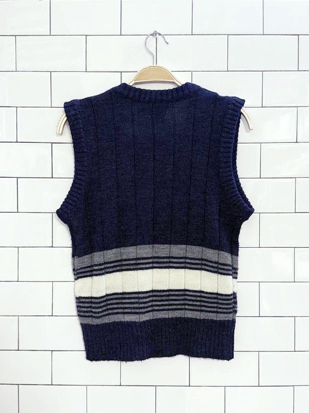 vintage 80s van heusen striped knit sweater vest - good market thrift store