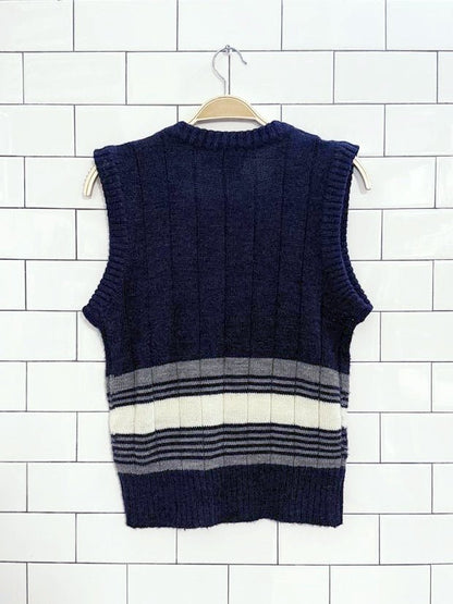 vintage 80s van heusen striped knit sweater vest - good market thrift store