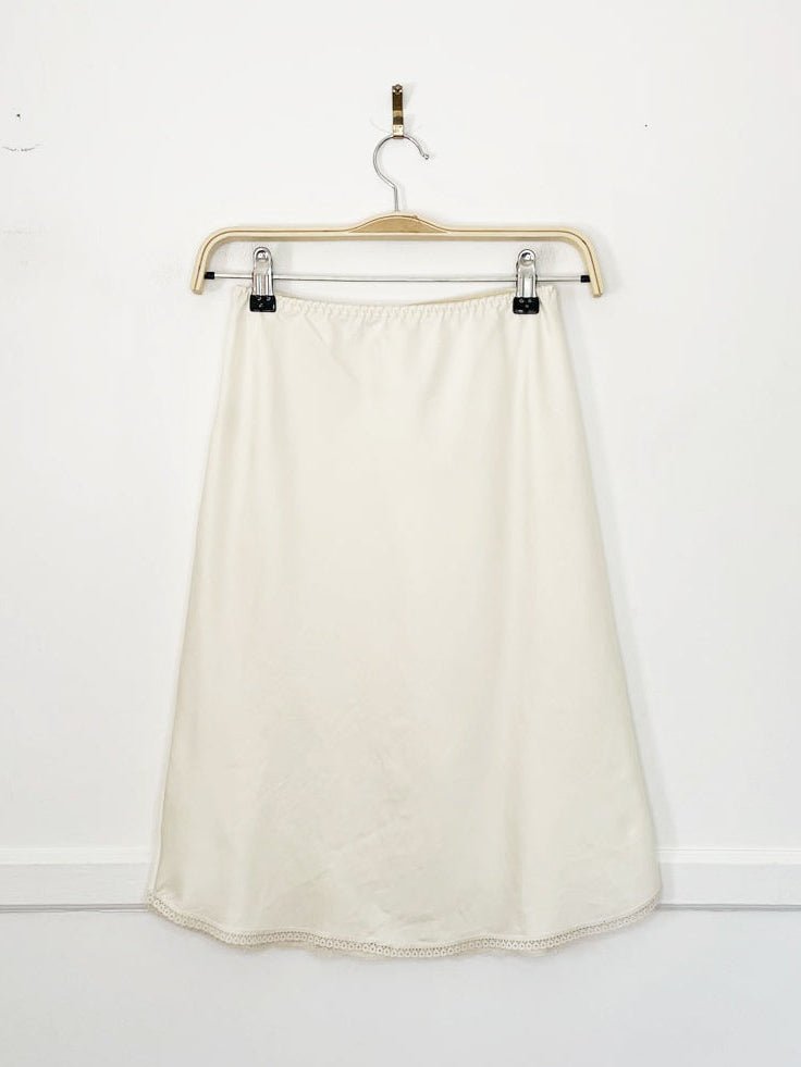 vintage 80s victoria's secret satin lace slip skirt | union made - good market thrift store