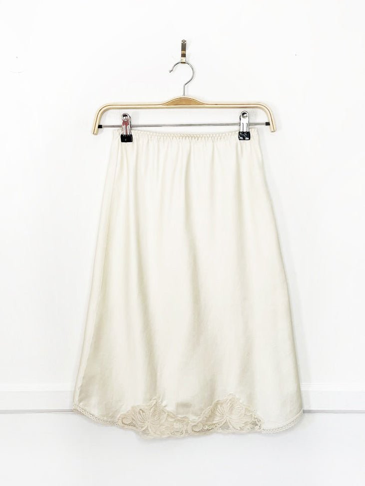vintage 80s victoria's secret satin lace slip skirt | union made - good market thrift store