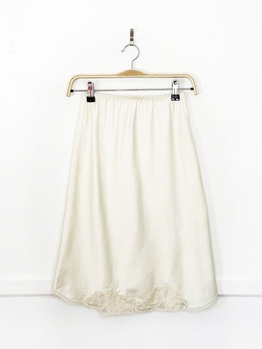 vintage 80s victoria's secret satin lace slip skirt | union made - good market thrift store