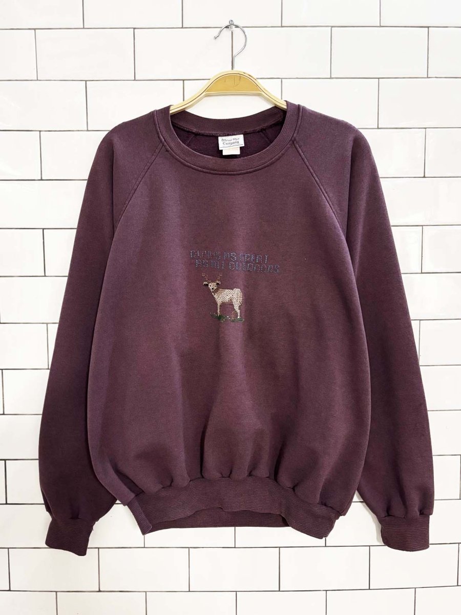vintage 80s warm ups co. cross stitch deer sweatshirt | made in Canada - good market thrift store