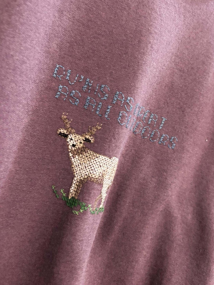 vintage 80s warm ups co. cross stitch deer sweatshirt | made in Canada - good market thrift store