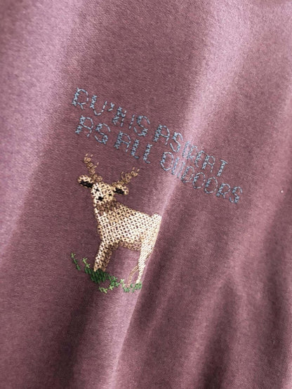 vintage 80s warm ups co. cross stitch deer sweatshirt | made in Canada - good market thrift store