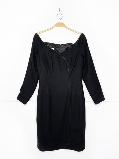 vintage 80s wayne clarke 100% wool off shoulder mini dress - good market thrift store