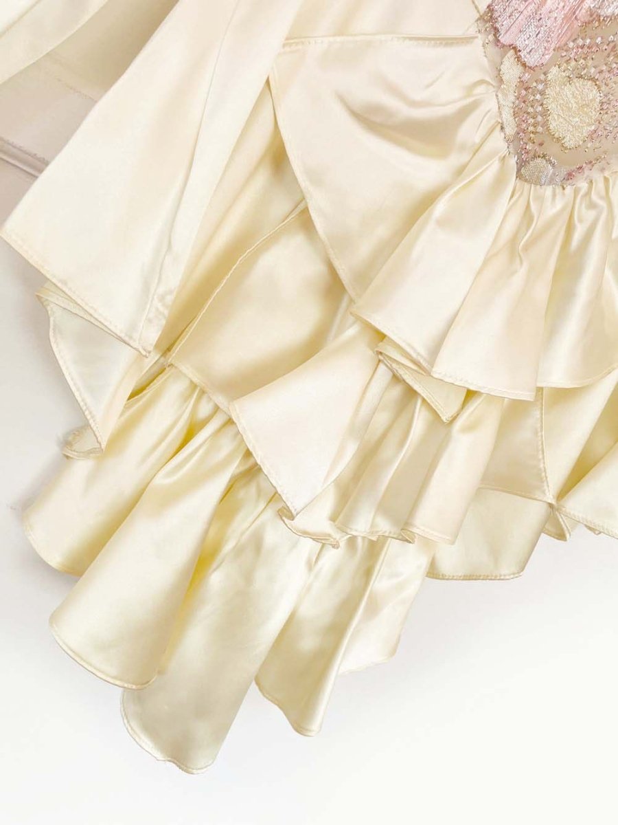vintage 80s wayne diamond satin jacket with bustle hem | showgirl - good market thrift store