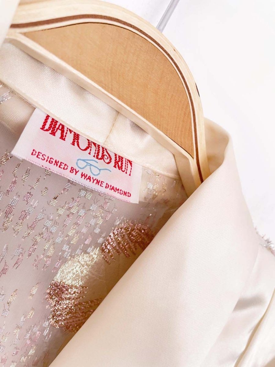 vintage 80s wayne diamond satin jacket with bustle hem | showgirl - good market thrift store