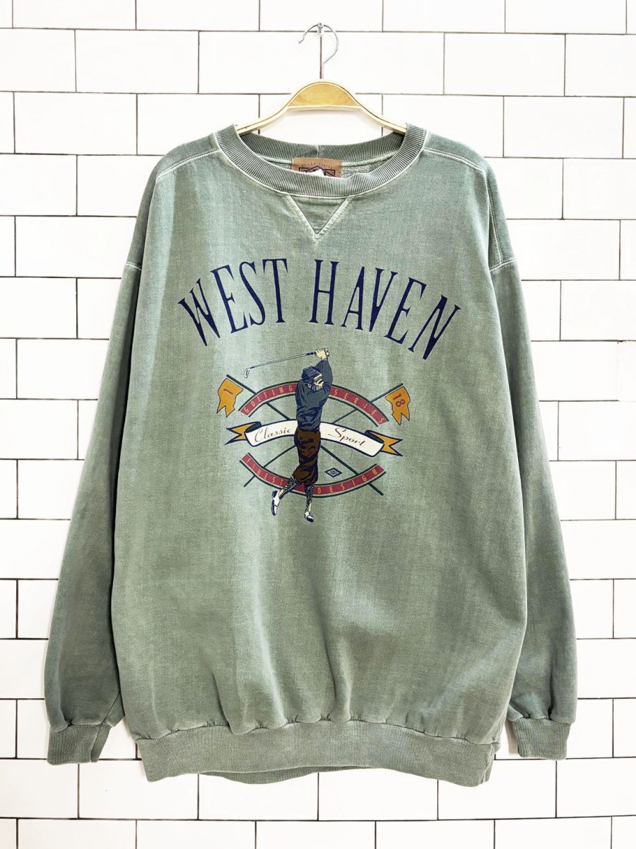 vintage 80s west haven golf series faded sweatshirt - good market thrift store