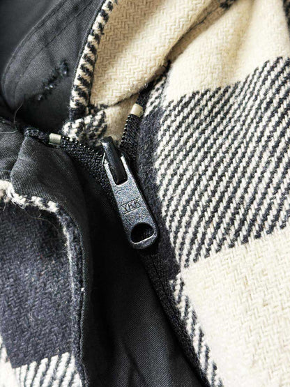 vintage 80s wool - blend check pleated hooded reversible poncho | made in Korea - good market thrift store