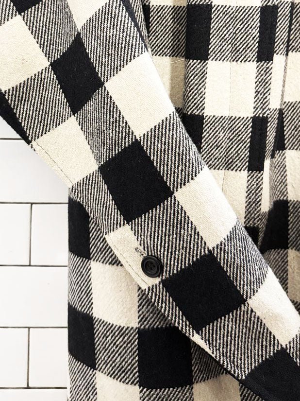 vintage 80s wool - blend check pleated hooded reversible poncho | made in Korea - good market thrift store