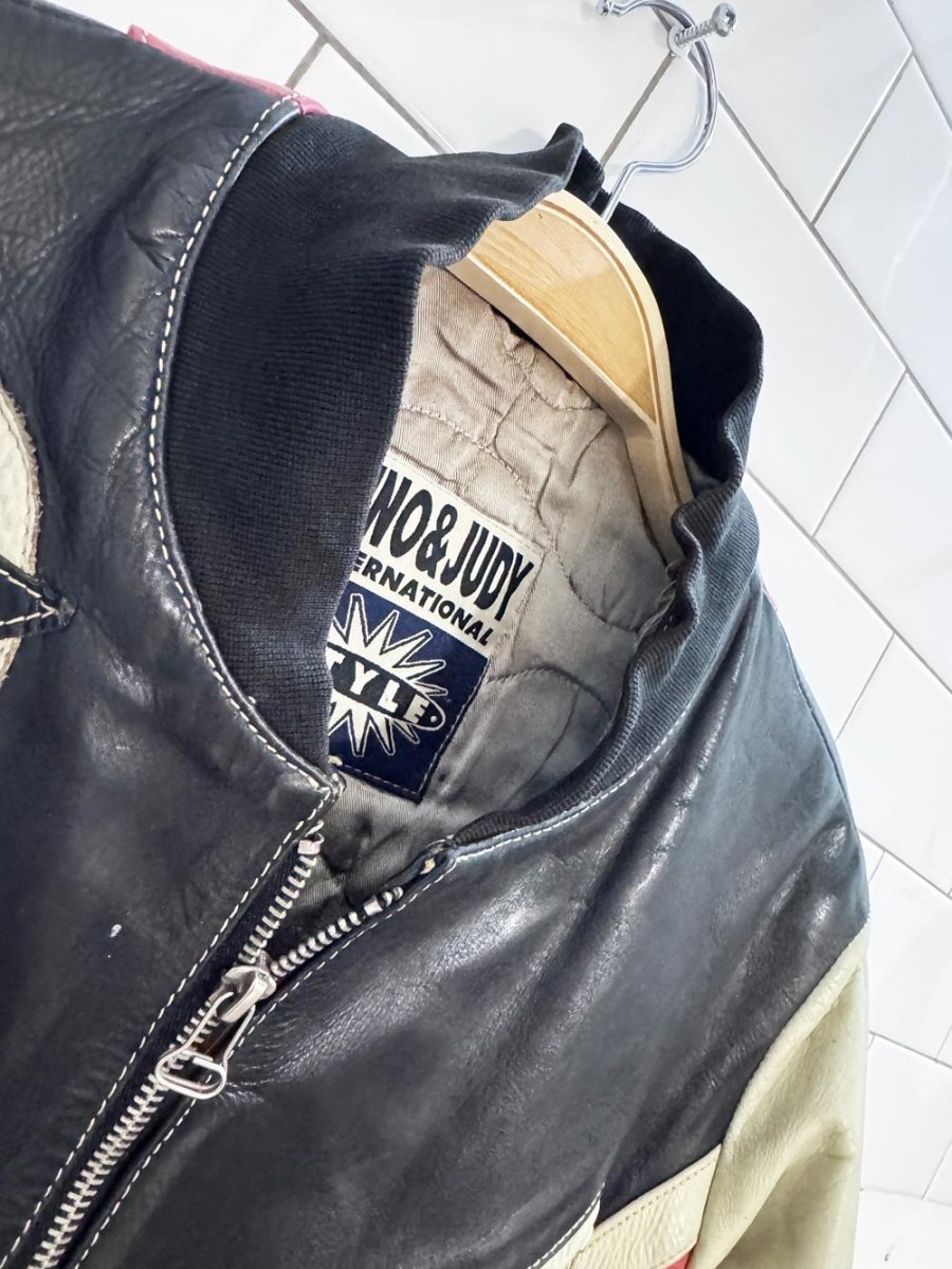 vintage 80s zino & judy leather racing jacket - good market thrift store