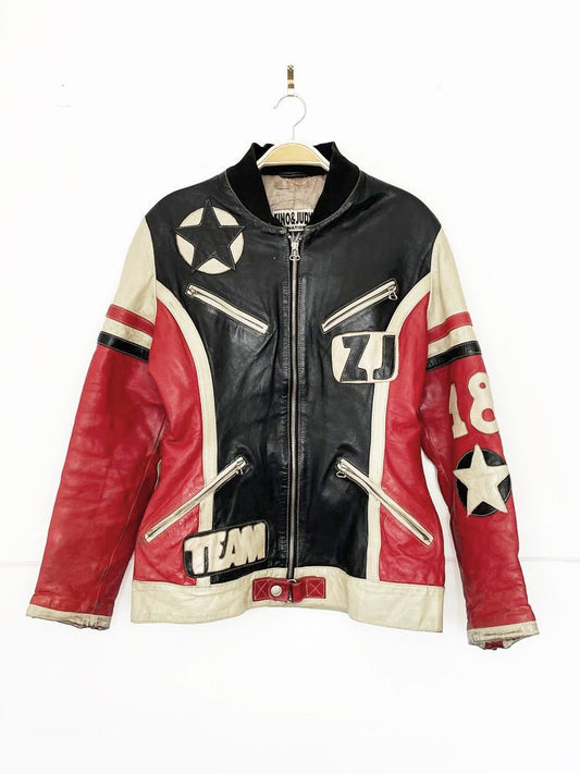 vintage 80s zino & judy leather racing jacket - good market thrift store