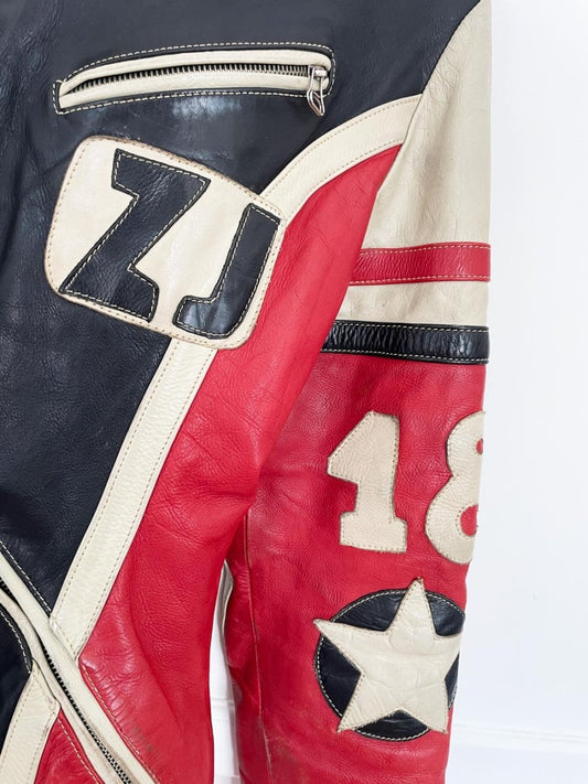 vintage 80s zino & judy leather racing jacket - good market thrift store