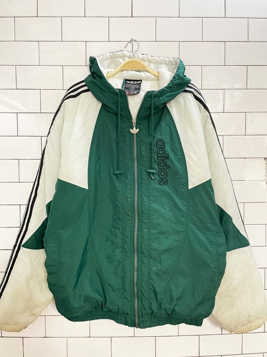 vintage 90s adidas originals hooded puffer coat - good market thrift store